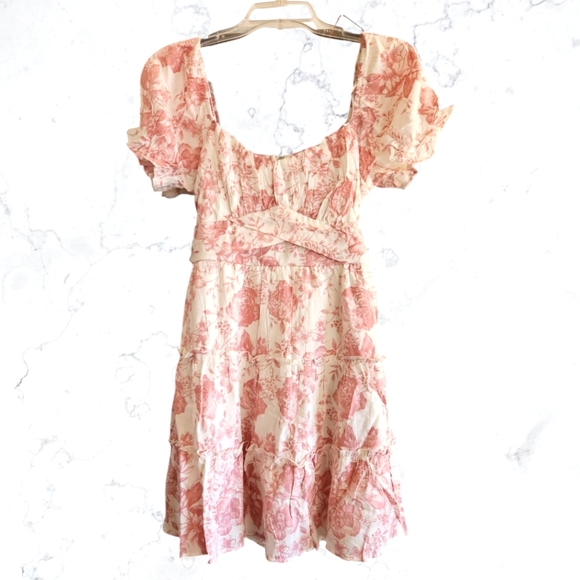 New Francesca's Libbie Pink & White Floral Bow Back Dress - Picture 5 of 8